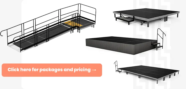 Image showing various permanent and portable stages built by Select Staging Concepts